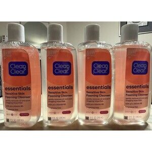 New Lot 4 Clean & Clear Essentials Sensitive Skin Foaming Facial Cleanser  8oz
